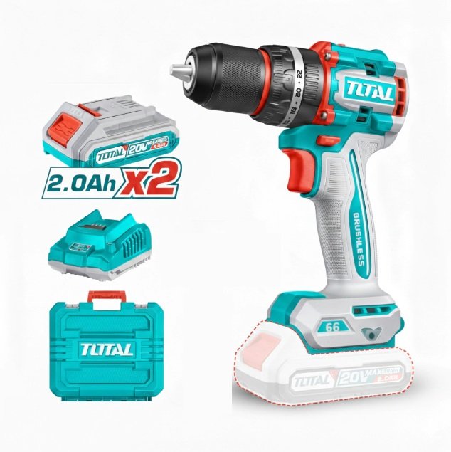 TALADRO PERCUTOR 20V 66NM TOTAL C/CARG+2 BATER TIDLI20668-4